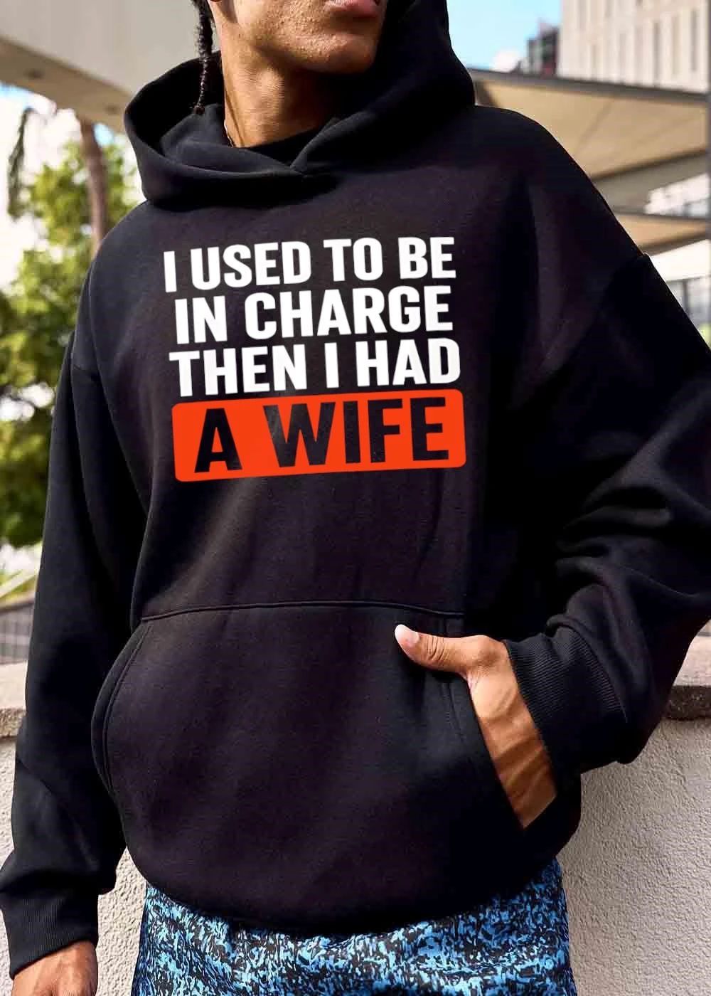 I Used To Be In Charge Then Had A Wife Bold Typography Red Box shirt