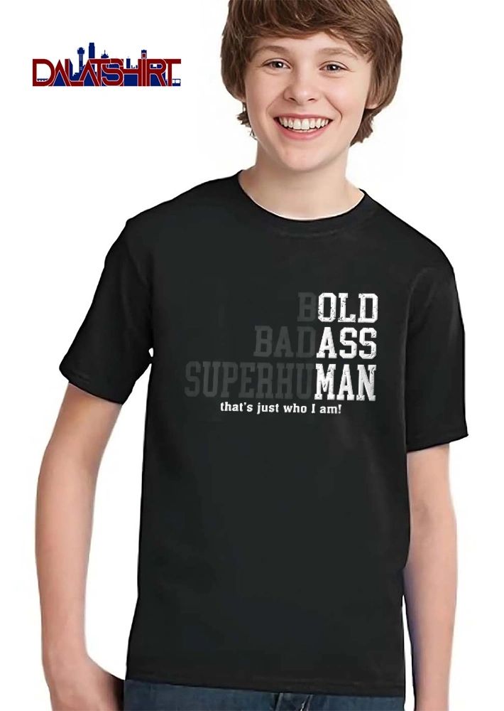 Bold Badass Superhuman That Is Just Who I Am Distressed Typography White Black Text shirt
