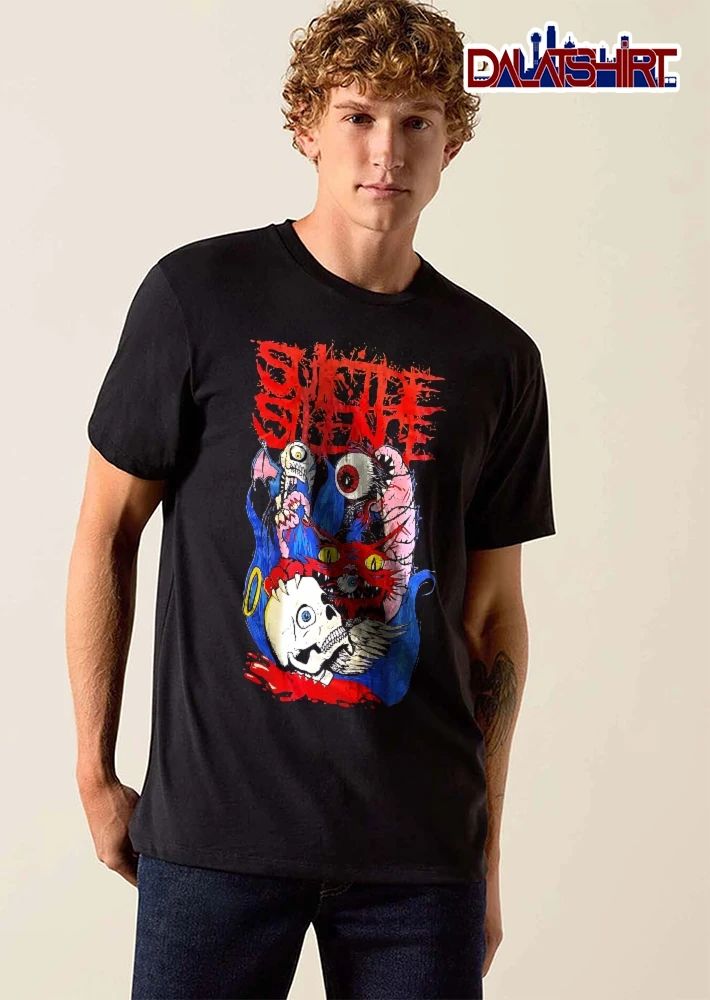 Suicide Silence Cartoon Monsters Bat Skull Eyeballs Blue Flames shirt