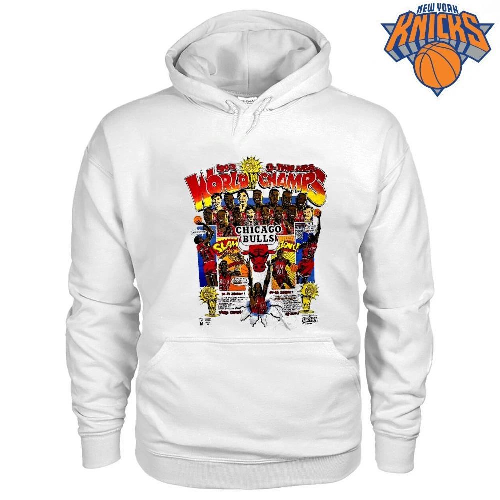 Chicago Bulls 1993 World Champs 3-Time NBA Champions Vintage Comic Bootleg shirt