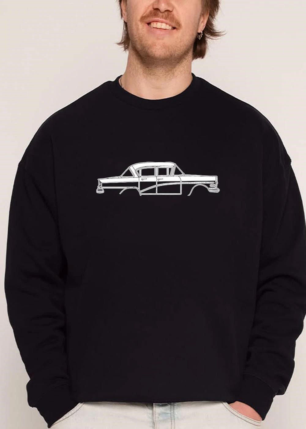 Classic Vintage Sedan Automobile Side Profile White Line Art shirt