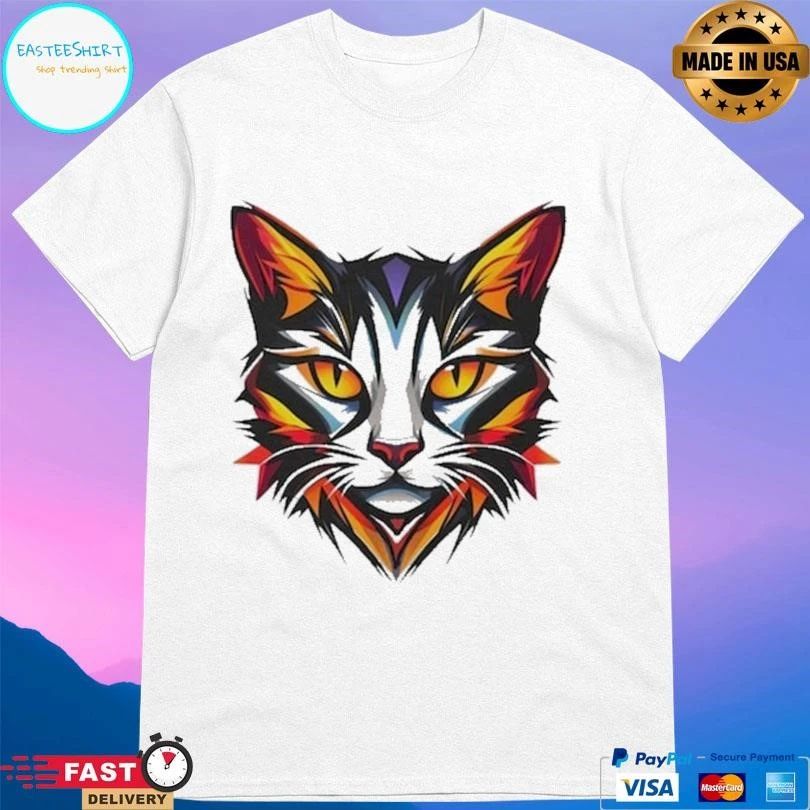 Colorful Cat Head T-shirts