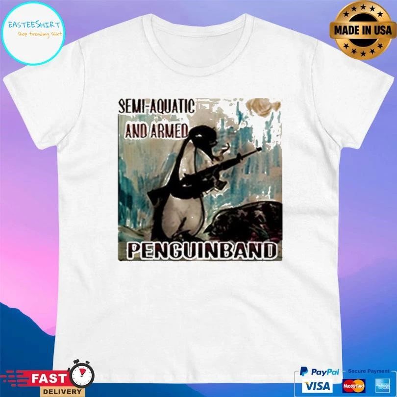 Semi Aquatic And Armed Penguin Band T-shirts