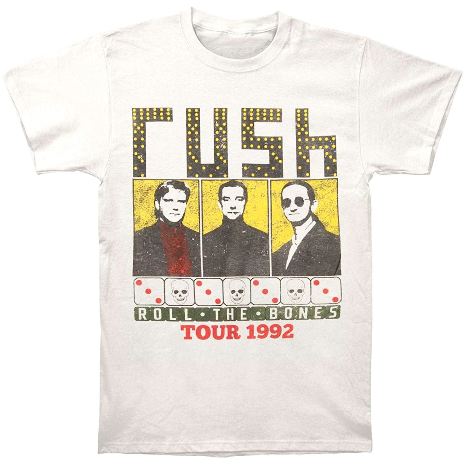 Authentic RUSH Roll The Bones 1992 Tour Slim Fit T-Shirt White S M L XL 2XL NEW