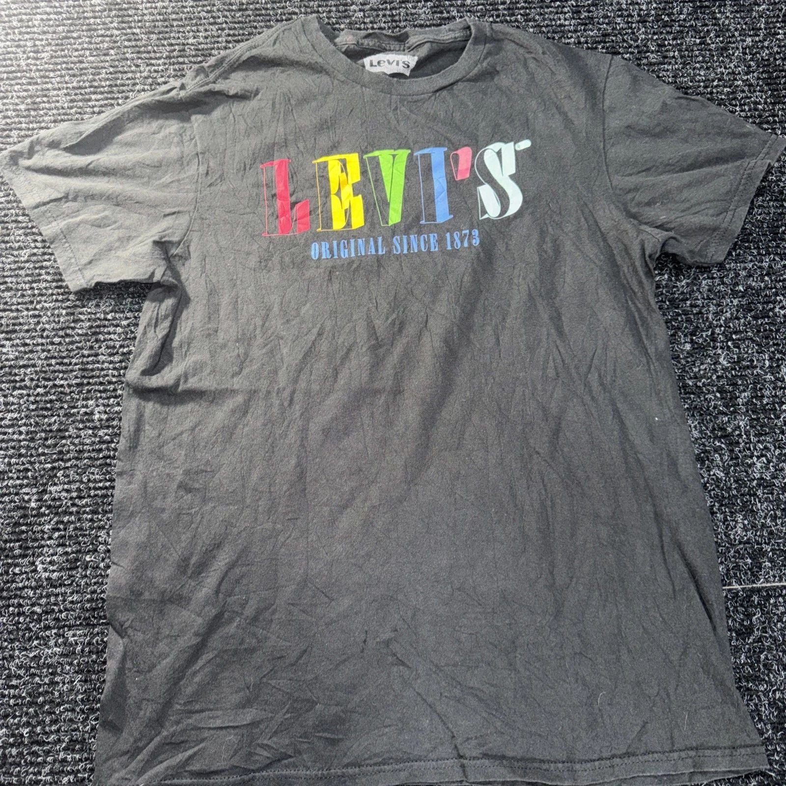 Levi's T Shirt Mens Black Multicolour Logo Graphic Print Everyday Wear Crewneck