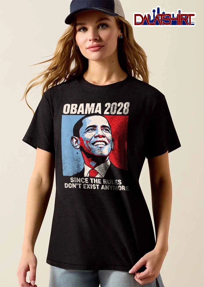 Obama 2028 Since The Rules Dont Exist Anymore Red Blue Distressed Portrait shirt