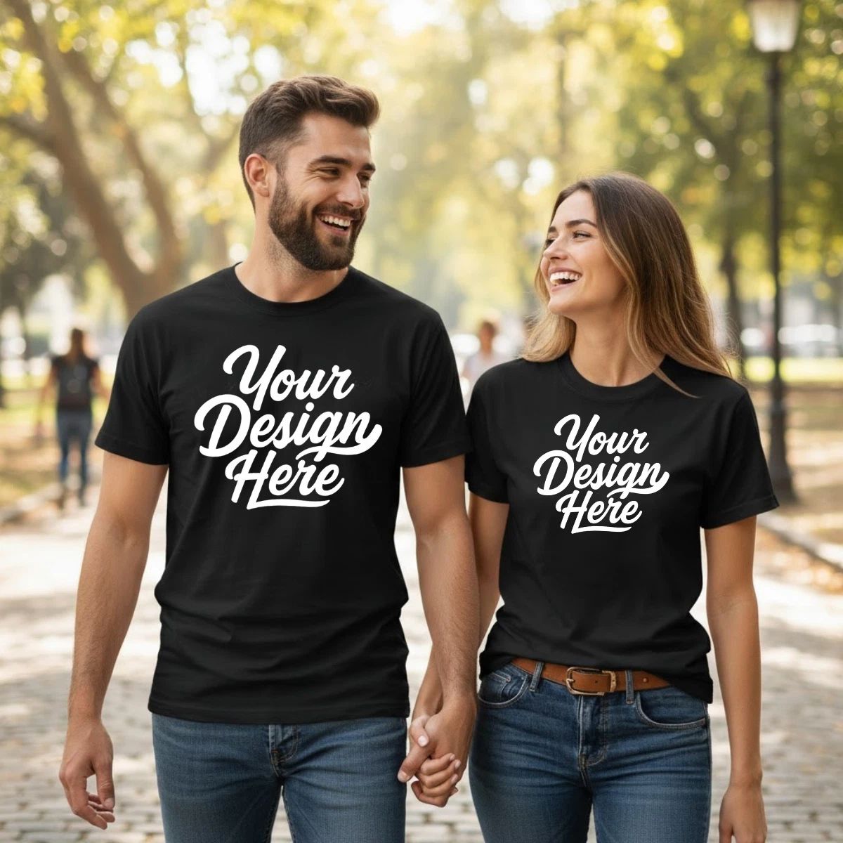 Personalised Couple T-Shirt Custom Design Photo Text Unique Gift for Him and Her