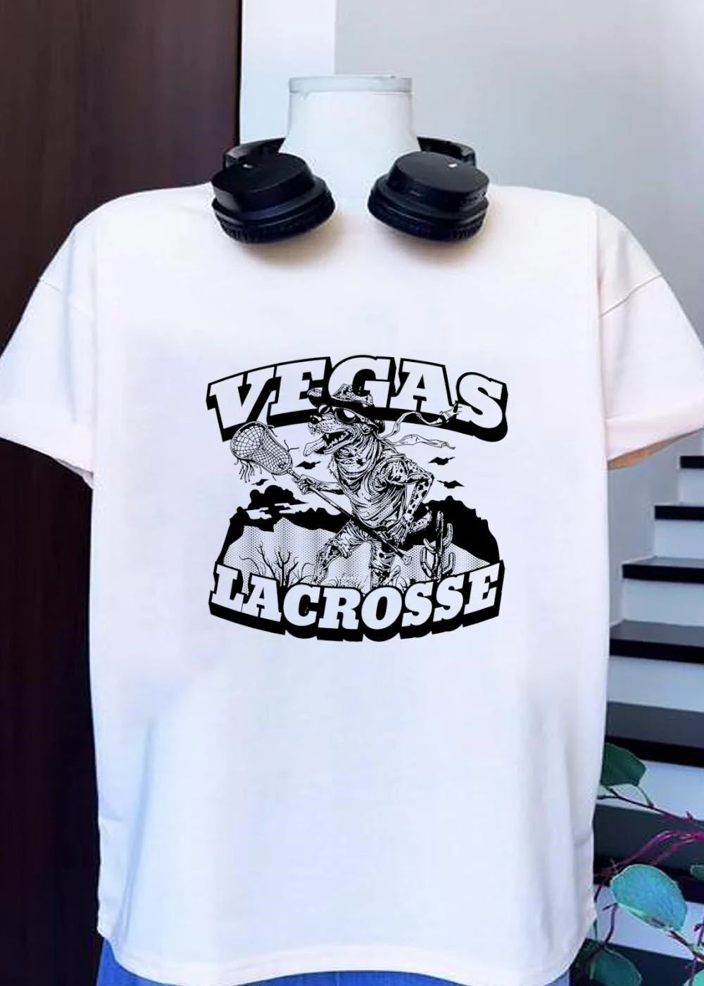 Vegas Lacrosse Shirt Dog Playing Lacrosse in Desert