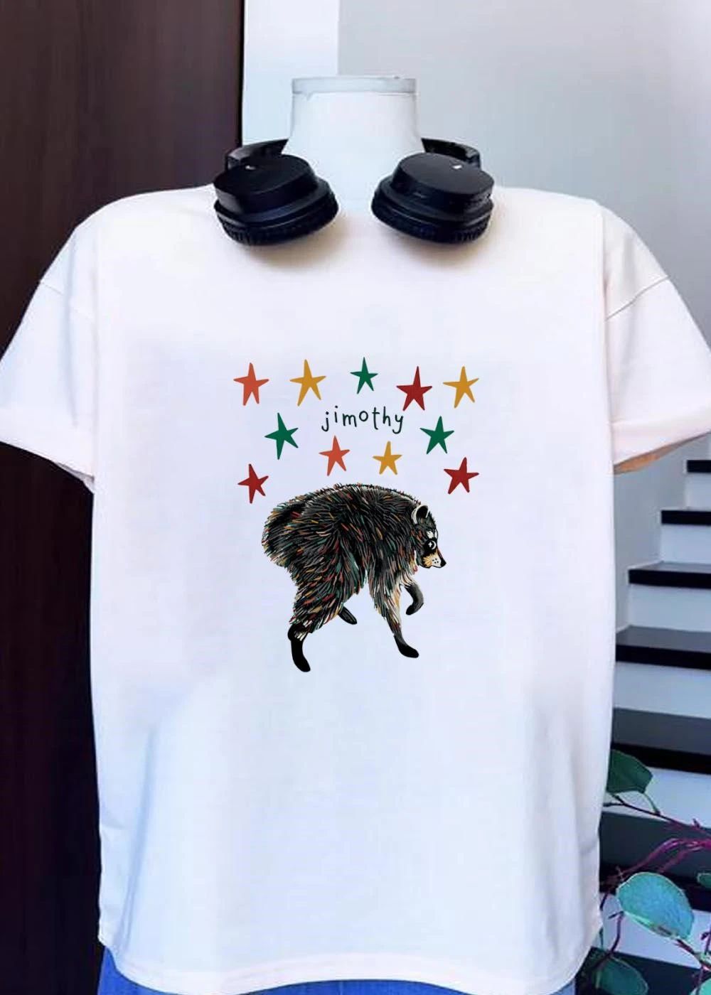 Starry Jimothy Colorful Bear Illustration Whimsical Animal Art Shirt