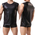Stylish Men's Sleeveless Top Imitation Leather Tank for Casual and Holiday Use