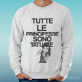 Felpa Man Light Sweater Light Grey " Princess Princesses Tatuaggio "