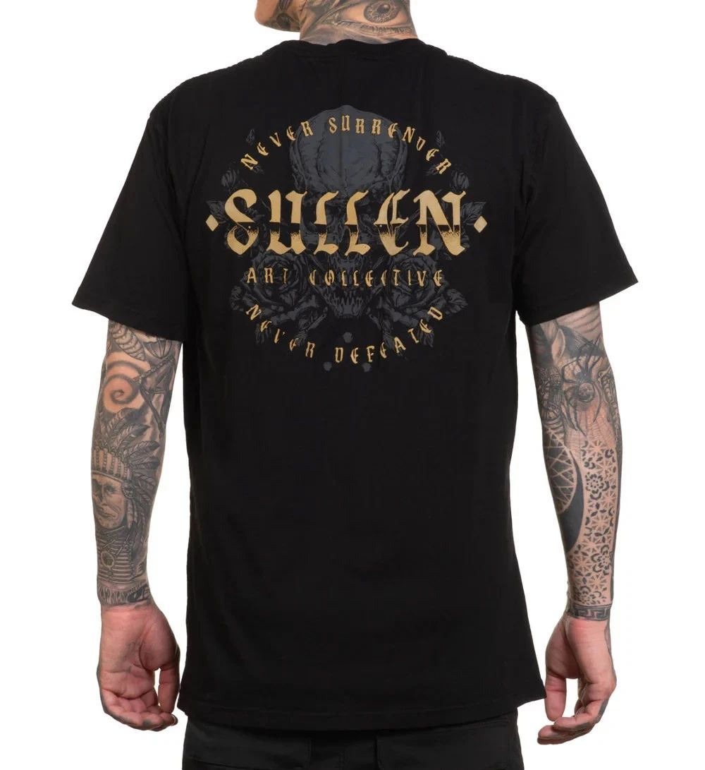Sullen Art Collective True Artist Pin Up Tattoo Men's Premium Tee NEVER DEFEATED