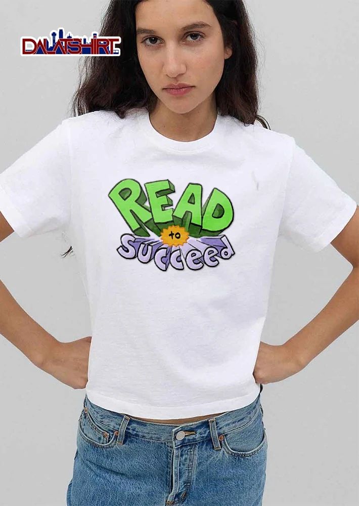 Read To Succeed Green Purple 3d Block Text Orange Burst Cartoon shirt
