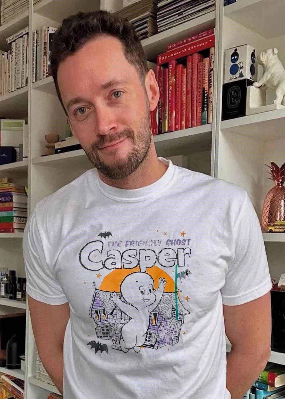 Casper the Friendly Ghost Floating Over Haunted House T-Shirt