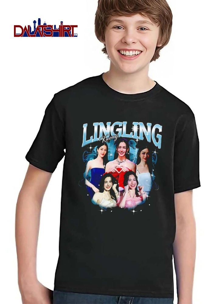 Lingling Kwong Vintage 90s Bootleg Woman Photo Collage Blue Smoke Sparkles shirt