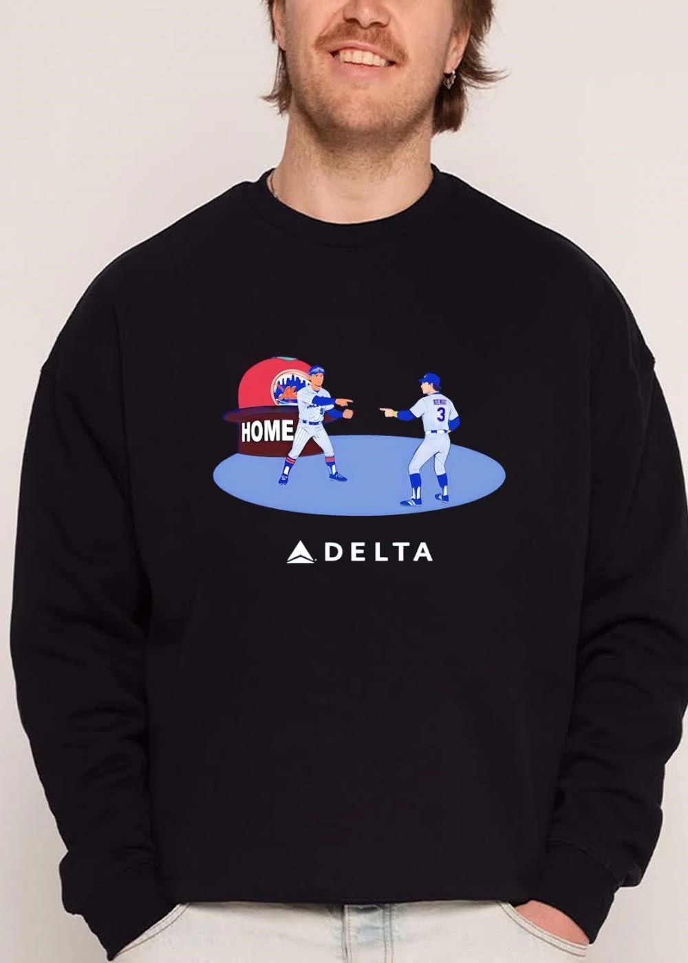 New York Mets MLB Delta Home Cartoon Baseball Players Pointing Meme shirt