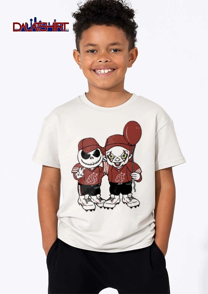 Washington State Cougars NCAA Cartoon Skeleton Clown Red Football Jerseys Balloon shirt