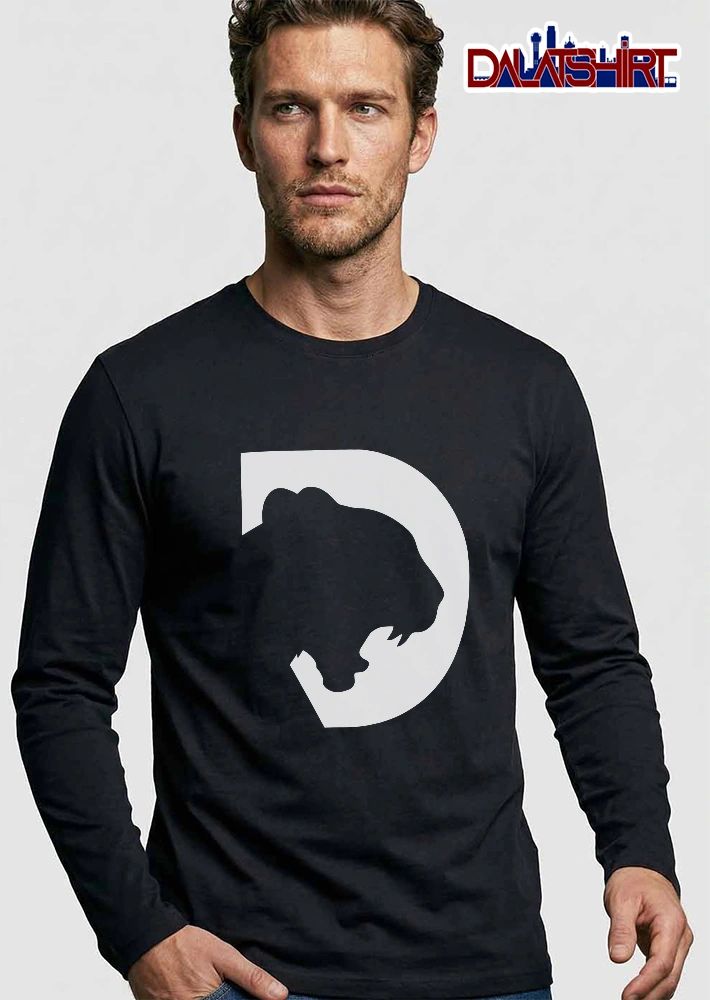 Letter D Capital Monogram Roaring Panther Head Silhouette shirt