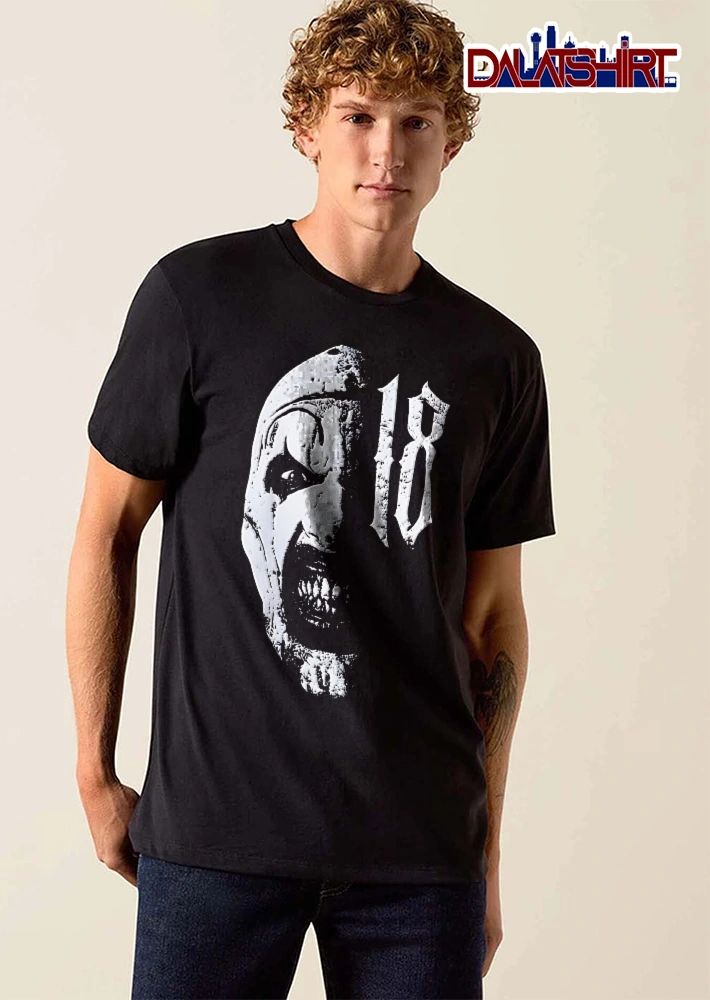18 Screaming Killer Clown Half Face Distressed Monochrome Portrait shirt