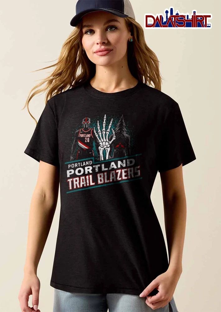 Portland Trail Blazers NBA Masked Player Skeleton Hand Tree Figure shirt