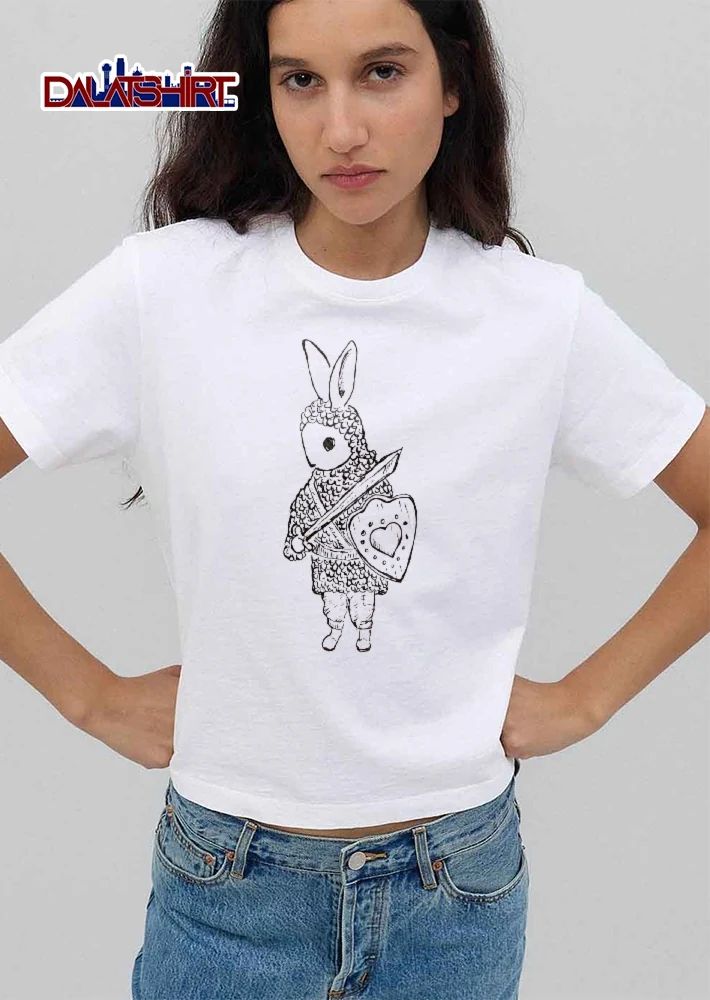 Rabbit Knight Chainmail Armor Sword Heart Shield Line Art Sketch shirt