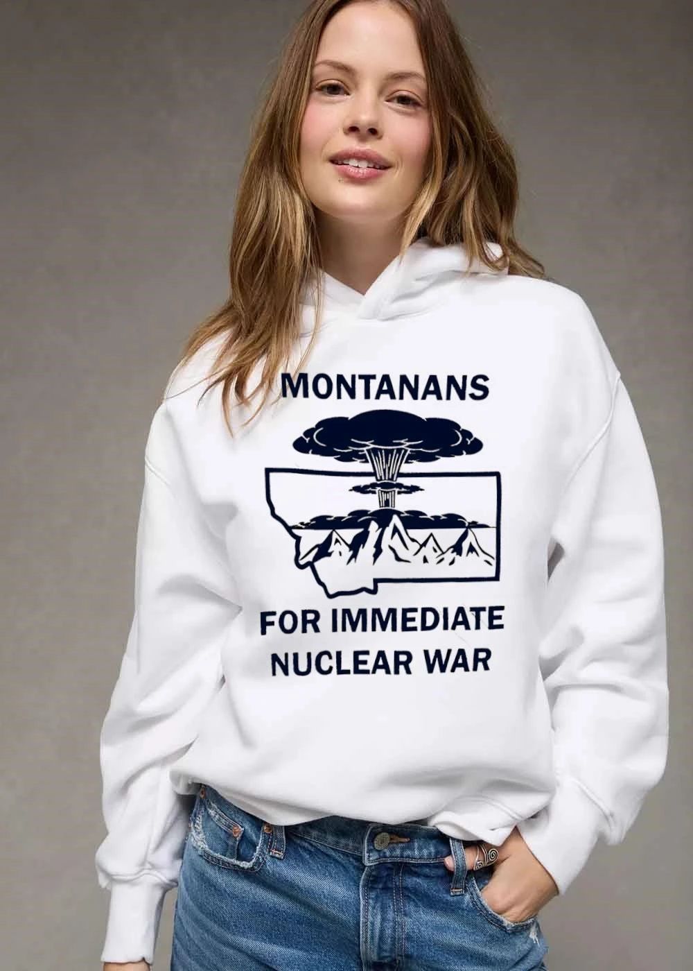Montanans For Immediate Nuclear War Montana Outline Mushroom Cloud Mountain Range shirt