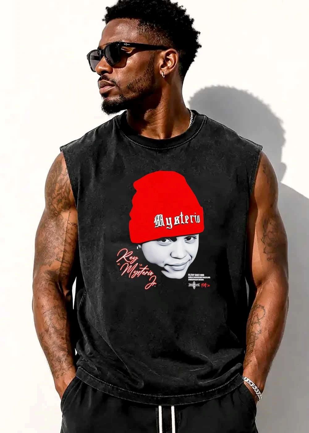 Wcw Filthy Since Rey Mysterio Jr Cruiserweight Division 1999 Unmasked Portrait Red Beanie shirt
