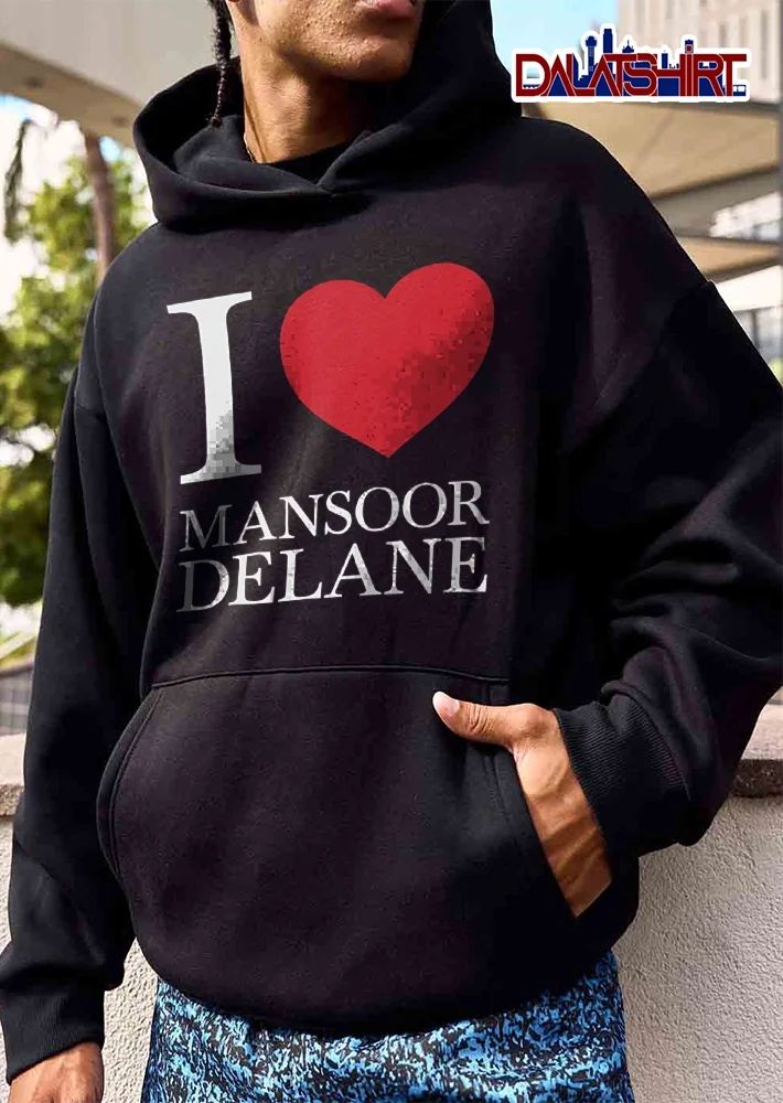 I Love Mansoor Delane Large Red Heart Shape Black Background shirt