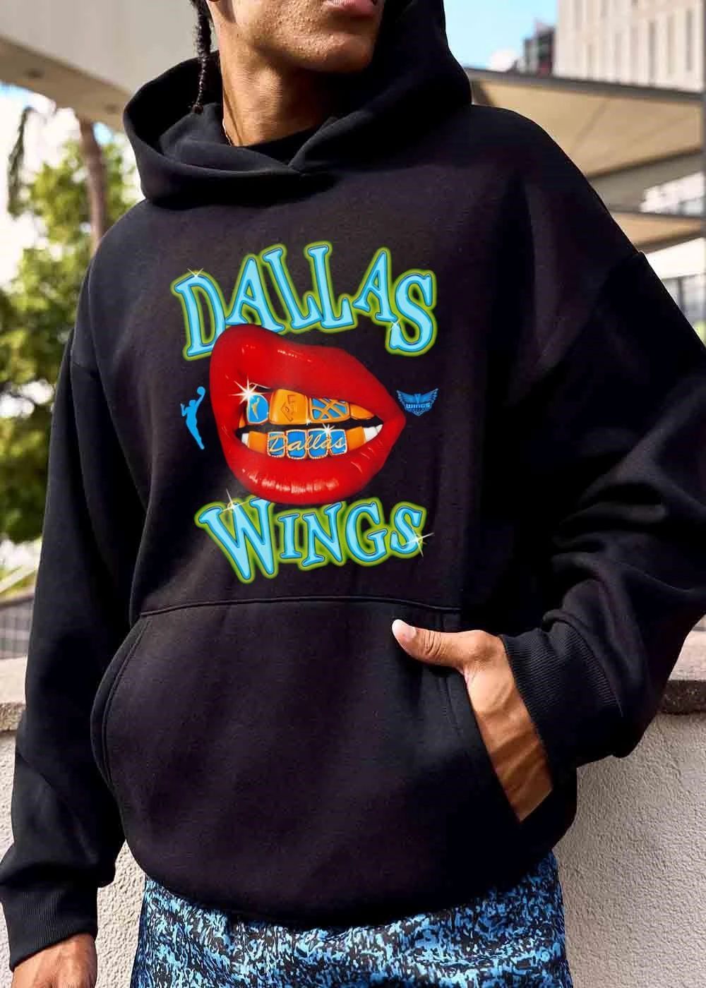 Dallas Wings WNBA Red Open Lips Gold Grillz Sparkles shirt