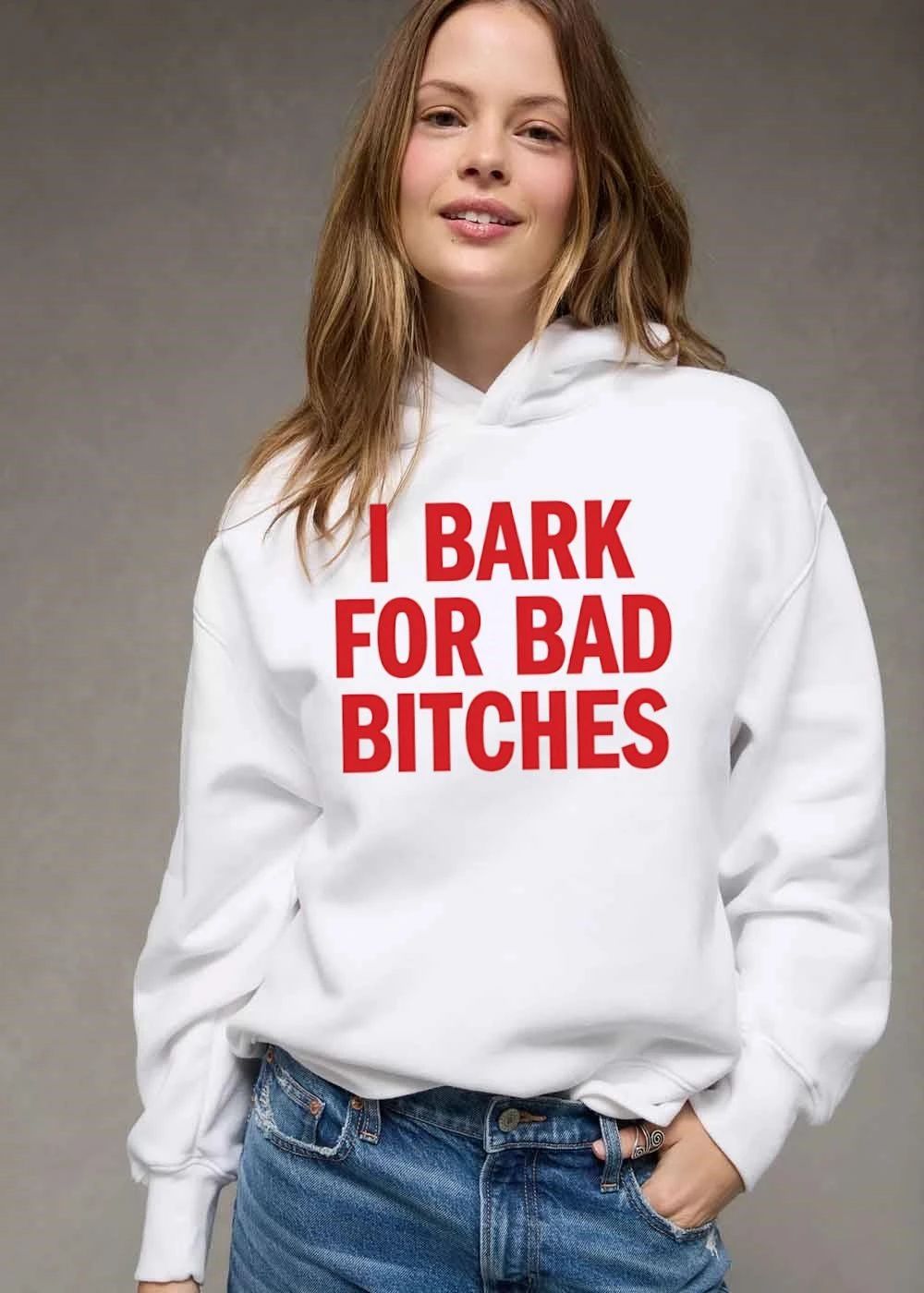 I Bark For Bad Bitches Red Bold Stacked Typography Lettering shirt