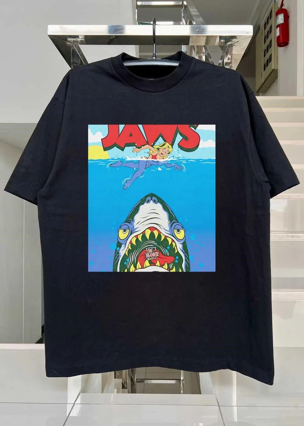 The Vigilante Jaws Shark Attack Cartoon Comic Style shirt