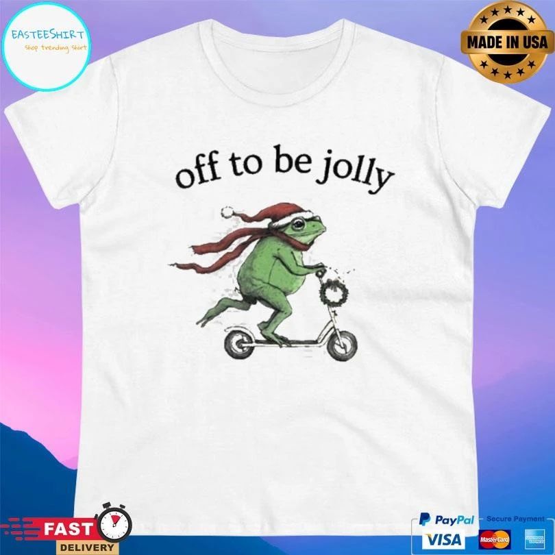 Silly Frog Scooter Meme Off To Be Jolly Merry Christmas 2025 T-shirts
