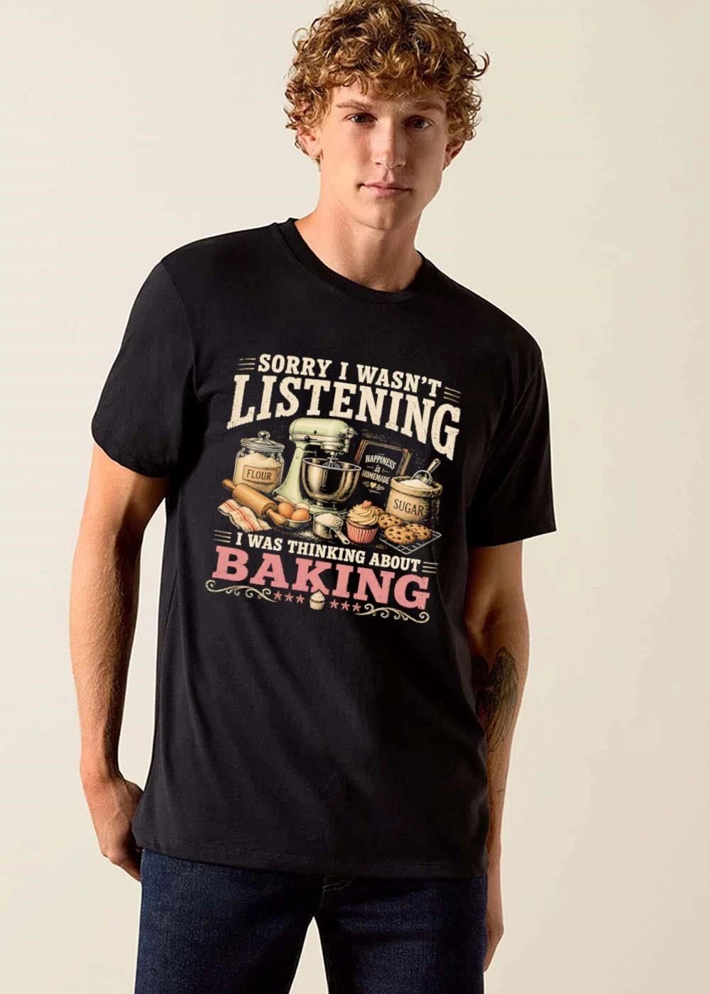 Sorry I Wasnt Listening Was Thinking About Baking Vintage Stand Mixer Flour Sugar Cupcake shirt