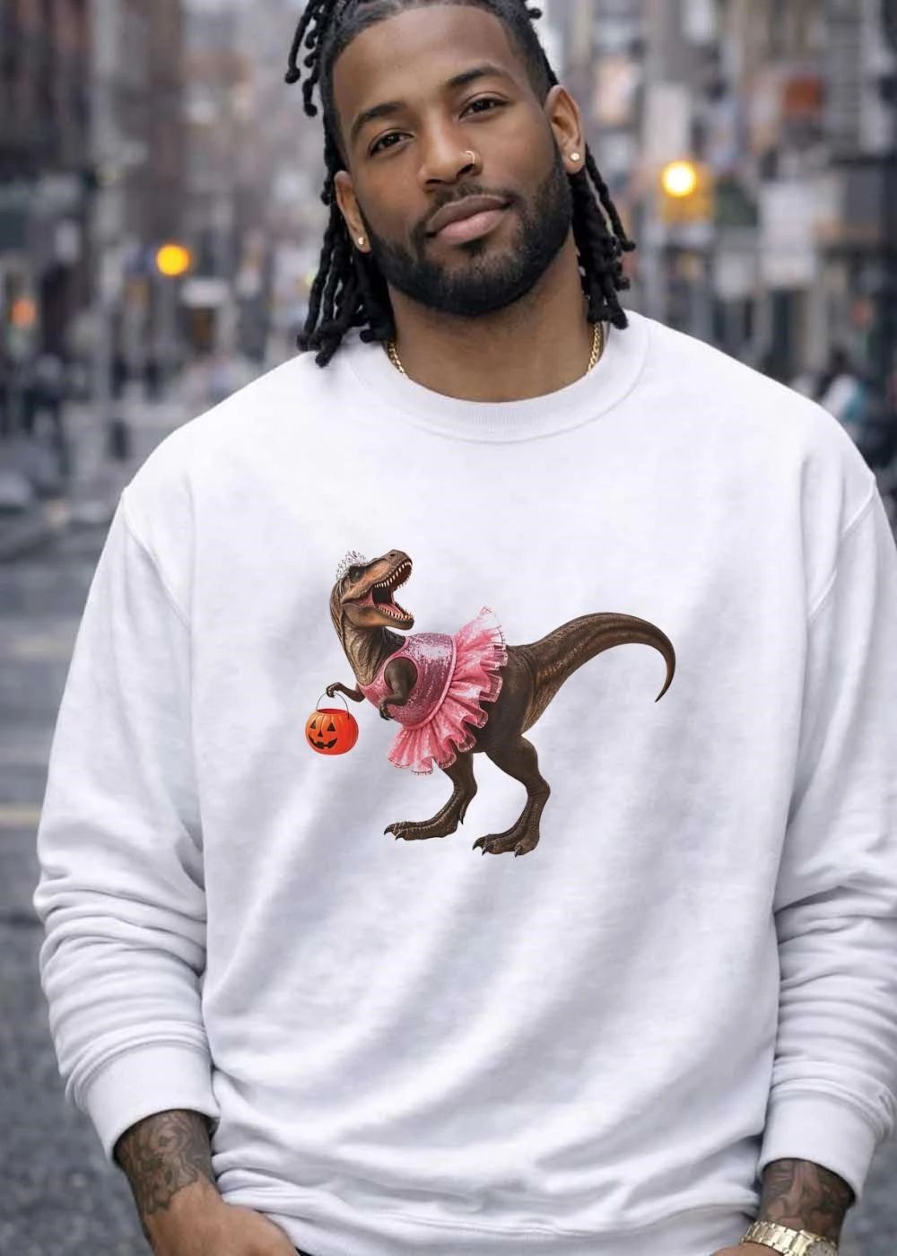 Halloween Princess T-Rex Trick or Treat Pink Tutu Shirt
