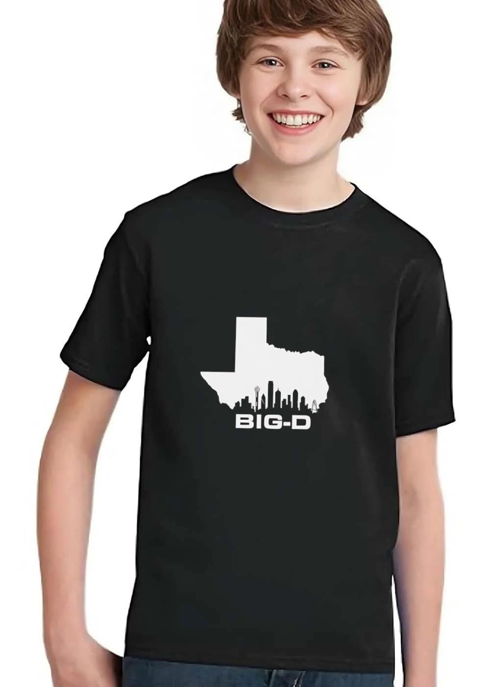 Big D Texas State Map Outline Dallas City Skyline Silhouette shirt