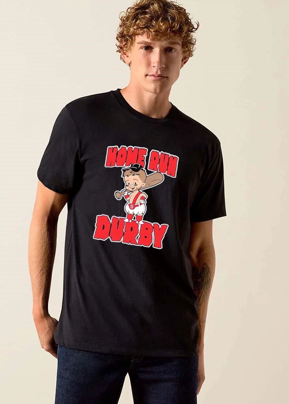 Home Run Durby Cartoon Caveman Baseball Player Holding Bat shirt