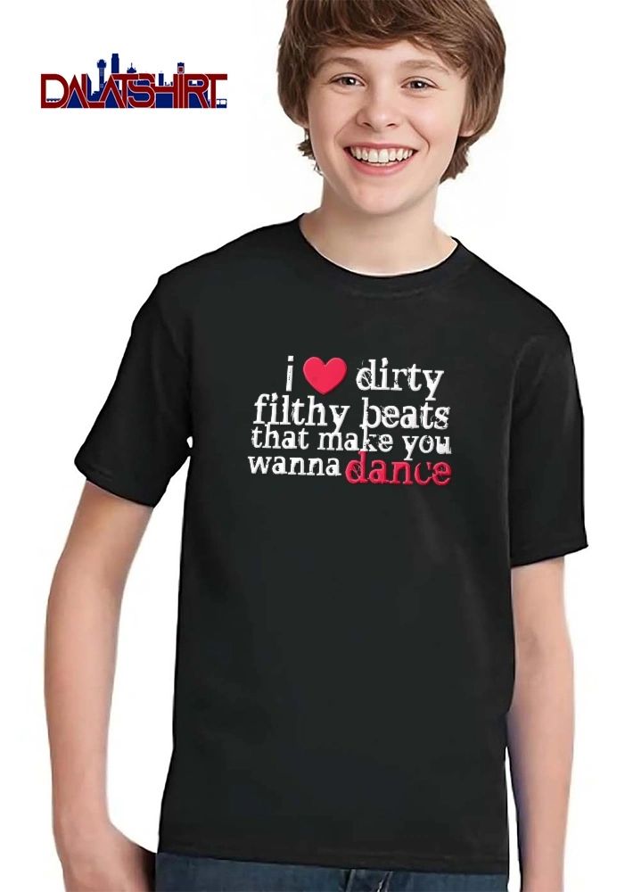 I Heart Dirty Filthy Beats That Make You Wanna Dance Red Icon Distressed Grunge Font shirt