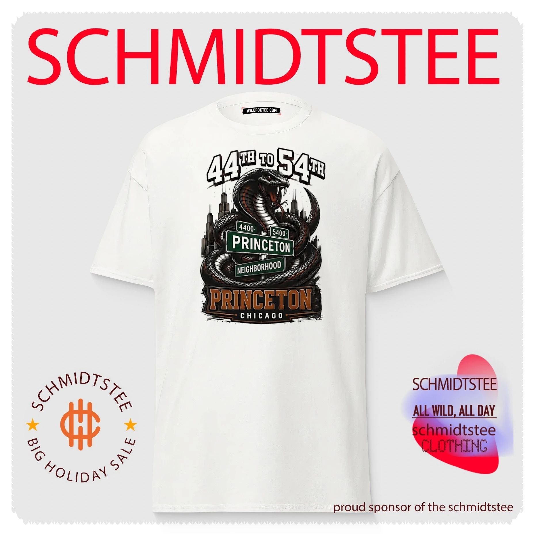44th to 54th Princeton Neighborhood snake illustration shirt