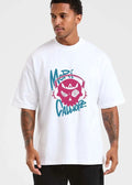 Mori Calliope Pink Skull Swirl Eyes Crown Headphones Blue Text shirt