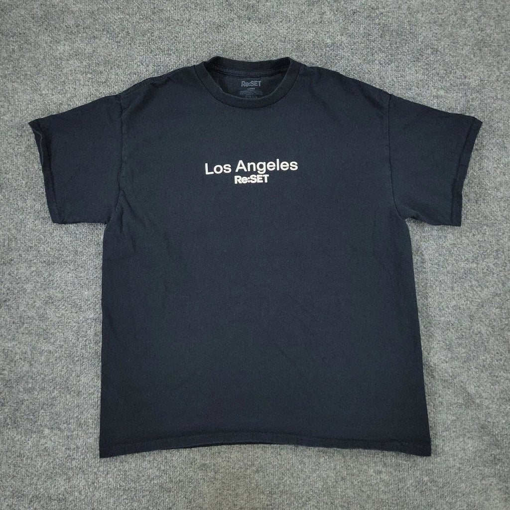 Re:SET Shirt Men's Large Black Los Angeles Graphic Tee Crew Neck Short Sleeve