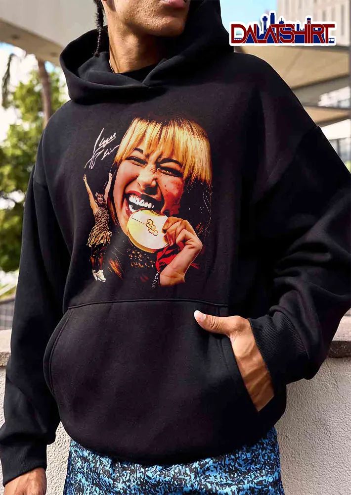 Tara Lipinski Biting Gold Medal Celebrating Figure Skater Photo shirt