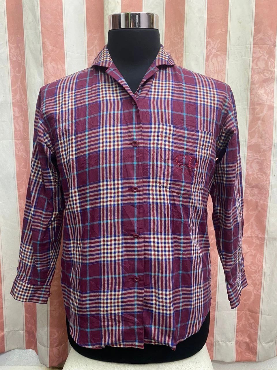 Vintage Christian Dior Sports Plaid Button Up Shirt