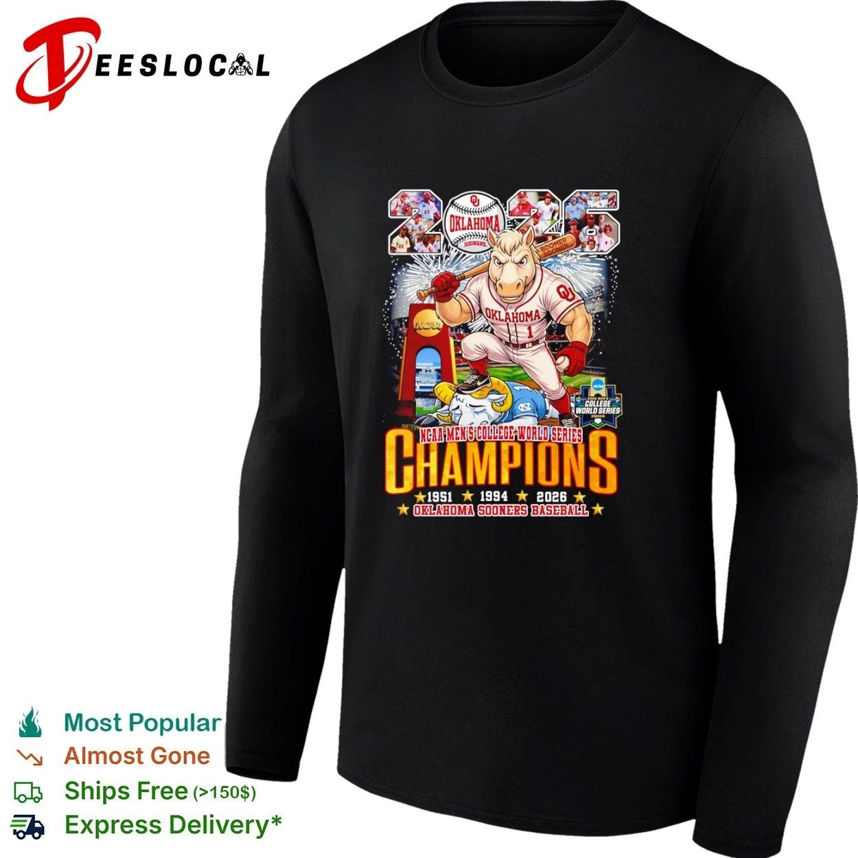Oklahoma Sooners 2026 NCAA Men’s College World Series Champions T-shirt