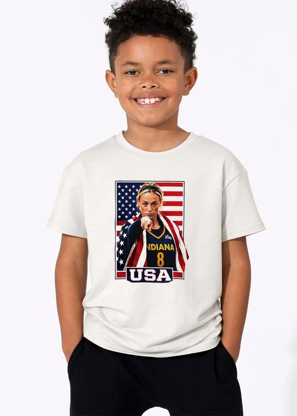 Indiana Fever WNBA USA Female Basketball Player Pointing American Flag shirt