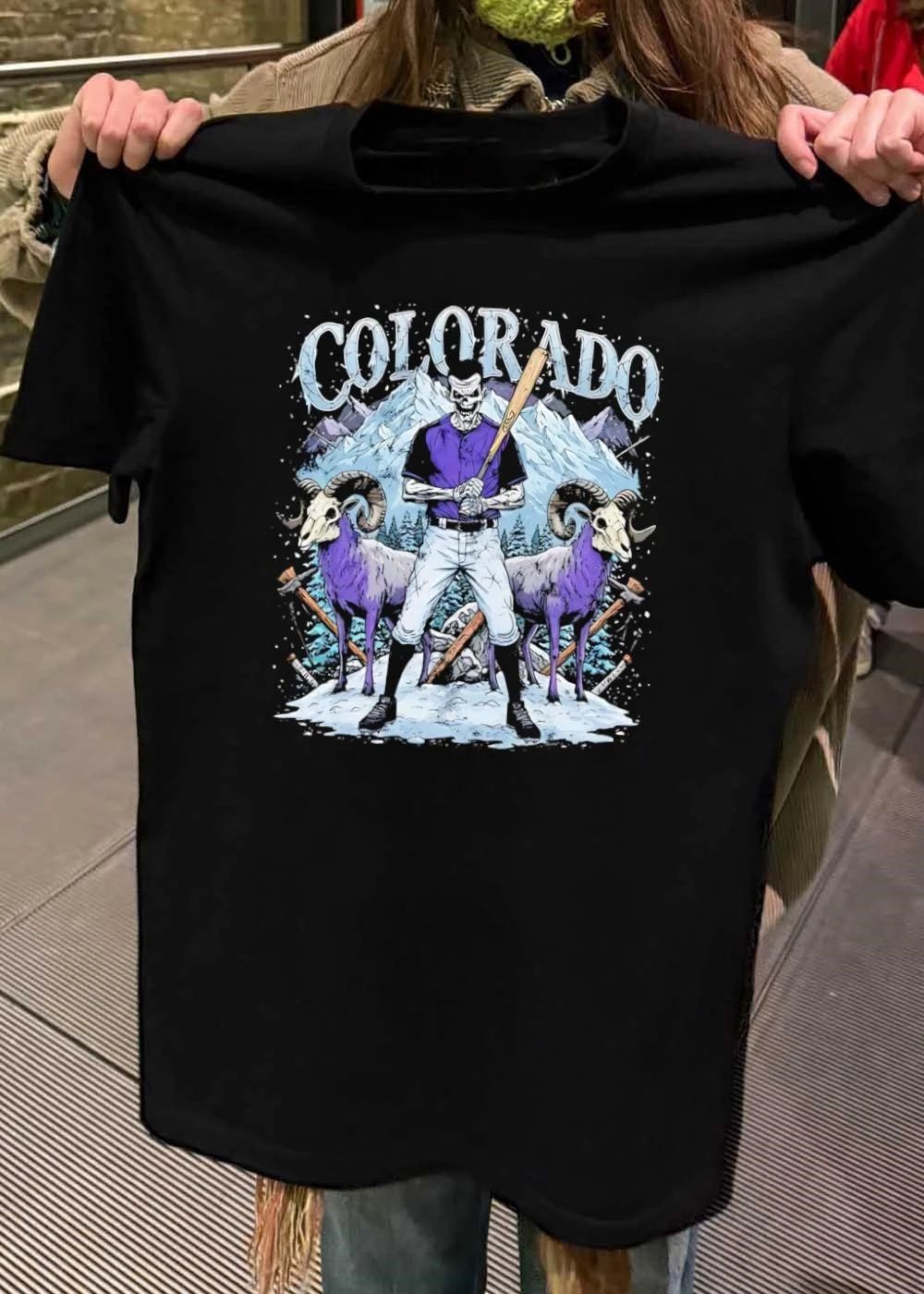 Skeleton Batter Mountain Ram Colorado T-Shirt