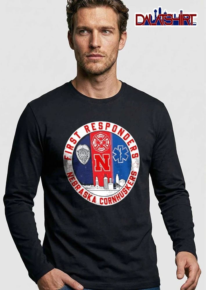 Nebraska Cornhuskers NCAA First Responders Circular Badge Police Emblem Fire Dept Star Of Life Skyline shirt