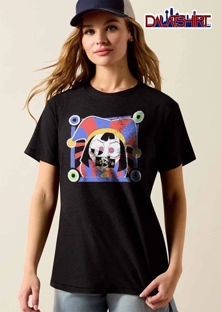 Angry Cartoon Jester Character Censored Bar Mouth Square Frame shirt
