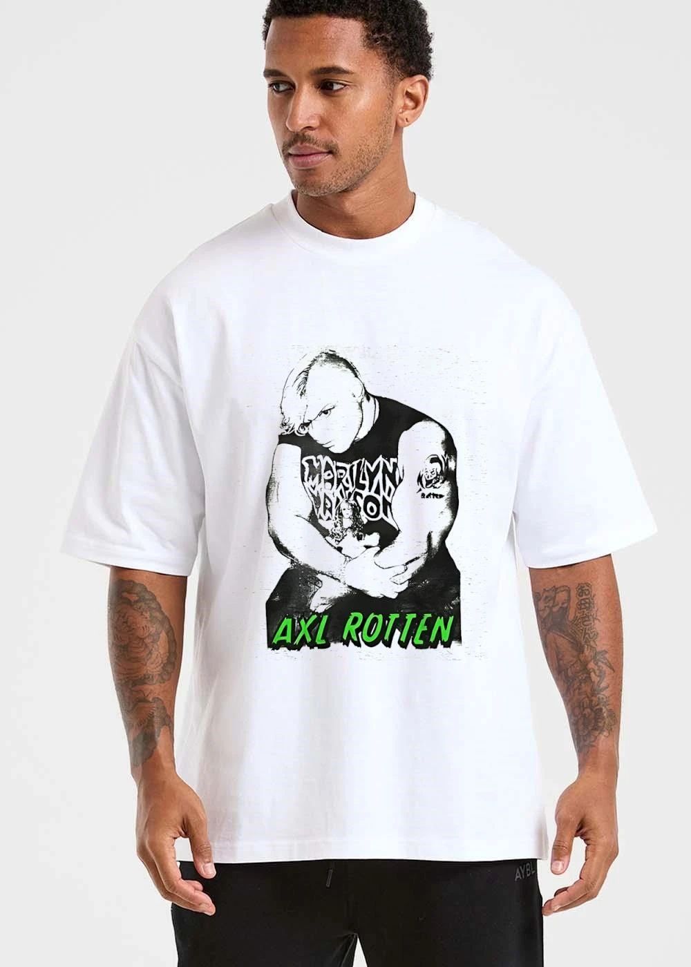 Marilyn Manson Axl Rotten Wrestler Pose Halftone Line Art shirt