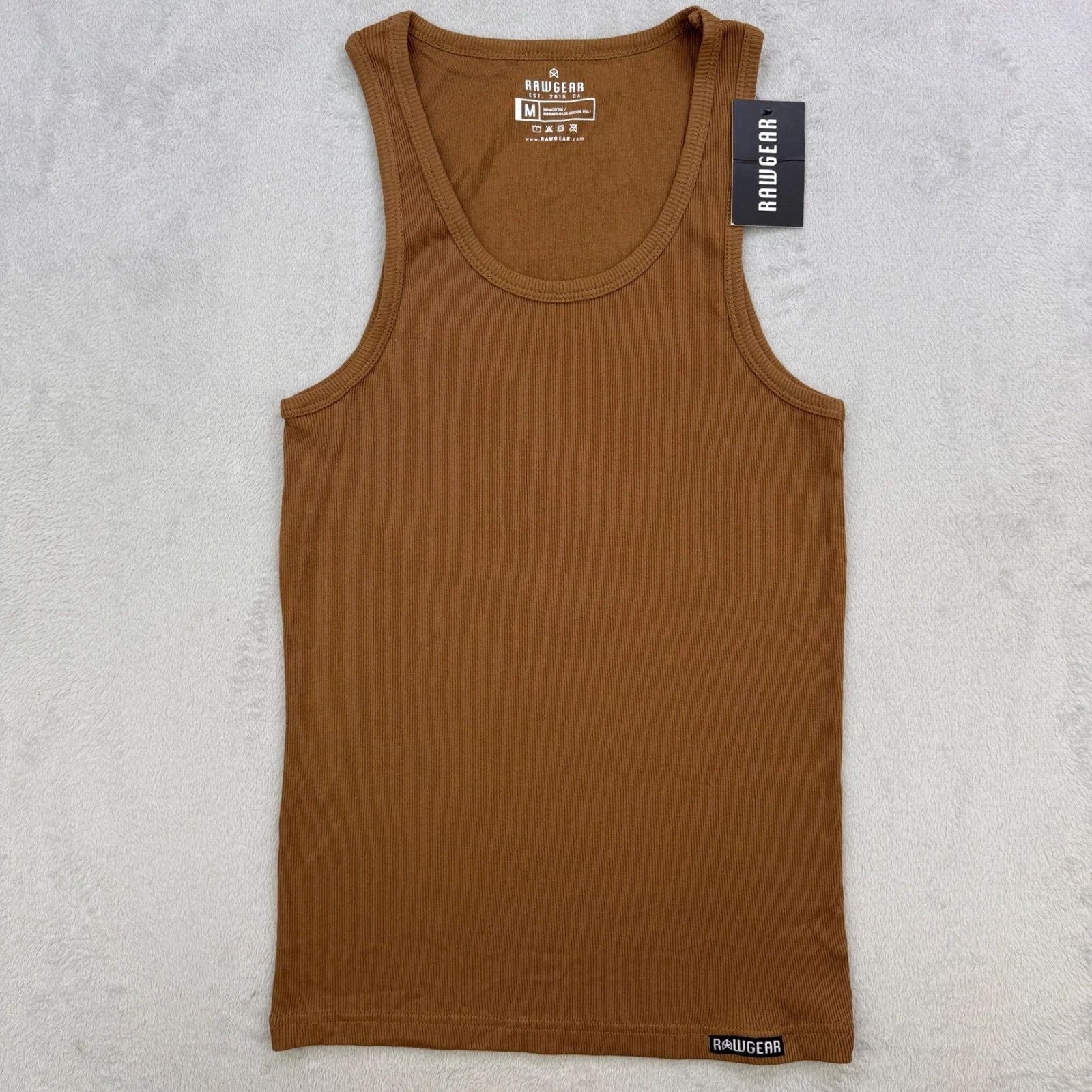 RAWGEAR Shirt Mens Large Ribbed Tank Top Sleeveless Muscle Fit Workout Flex