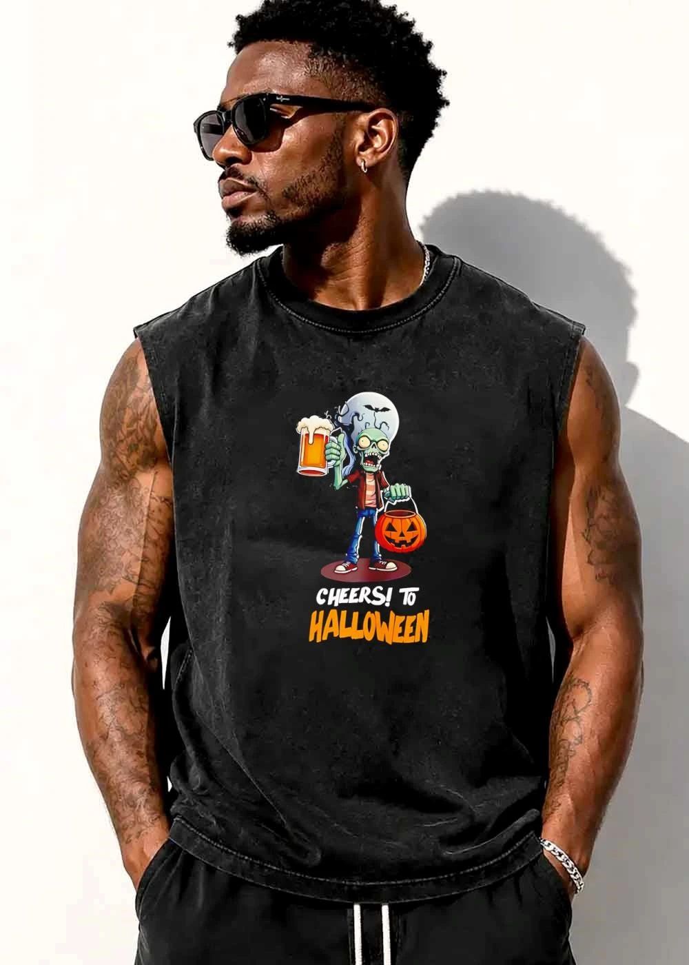 Cheers To Halloween Cartoon Zombie Holding Beer Mug Pumpkin Basket shirt